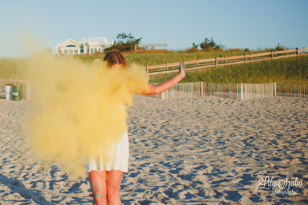 Colorful Holi Powder Beach Engagement Shoot